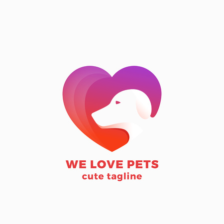 We Love Pets Abstract Vector Symbol, Sign or Logo Template.のイラスト素材