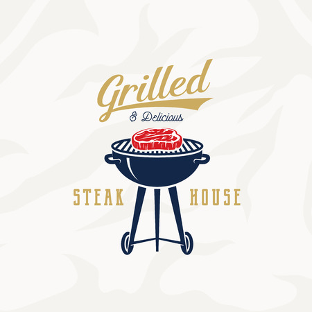 Grill Steak House Vintage Vector Labelのイラスト素材