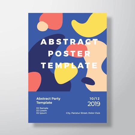 Night Party Club Invitation Poster or Flyer Template. Modern Abstract Shapes Camo Pattern Background with Typography and Copy Text Space. Vibrant Colors Card Layout. Realistic Shadows.のイラスト素材