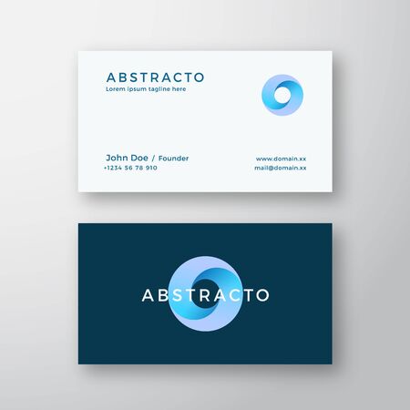 Loop Circle Abstract Vector Sign and Business Card Template. Premium Stationary Realistic Mock Up.Modern Gradient Geometry Sign.のイラスト素材
