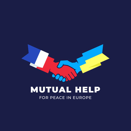 Ukrainian and Italian friendship mutual help and partnership handshake Abstract Vector Sign Peace Symbol Icon Template. Hand Shake with European flags. Isolatedのイラスト素材