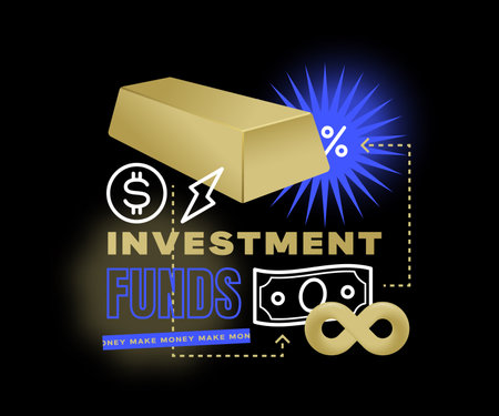 Investment funds trading vector illustration. Stock market growth creative concept. Finance accumulation and money growth 3D render style infographics with outline icons Isolatedのイラスト素材