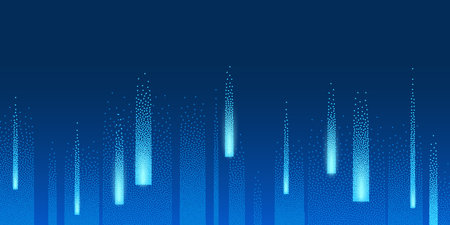 Dots Digital Technology Blue Vector Background. Artificial Intelligence Abstract Data Code Concept. Light Tech Rain Gritty Texture Grain Backdrop Illustrationのイラスト素材