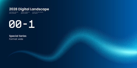 Abstract Tech Dots Digital Technology Blue Vector Shape Background. Artificial Intelligence Big Data Code Wavy Line Spray Flow Concept. Neon Future Science Wave Fiber Connect Backdrop Illustrationのイラスト素材
