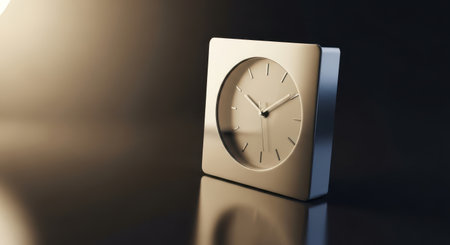 3d rendering of a clock on a dark background. Time conceptの素材