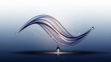 Abstract blue background with water drops and waves. 3d illustration.の素材