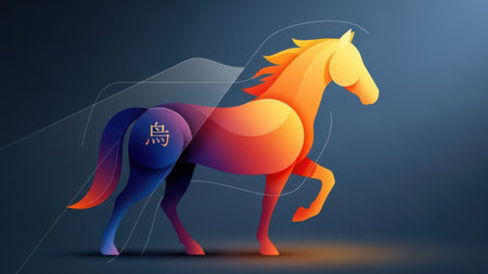 Horse in the papercut style. Vector illustration for your design.の素材