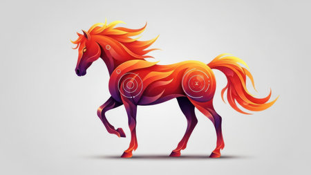 Horse with red mane on white background. Vector illustration.の素材