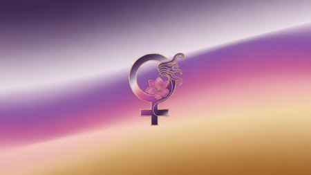 Symbol of the female gender on the background of the sky.の素材