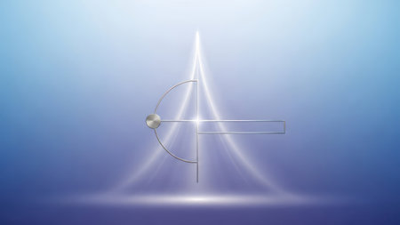 Illustration of a crosshair on a blue background with a spot of lightの素材