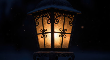 Lantern in the snow at night. Christmas and New Year concept.の素材