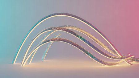 Abstract 3d rendering of wavy lines. Futuristic background.の素材