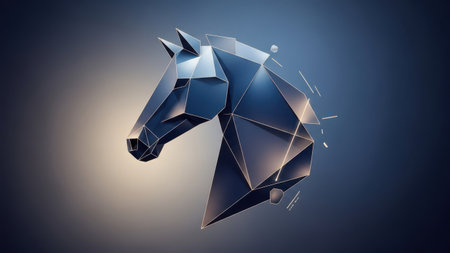 Polygonal horse. 3d rendering, 3d illustration.の素材