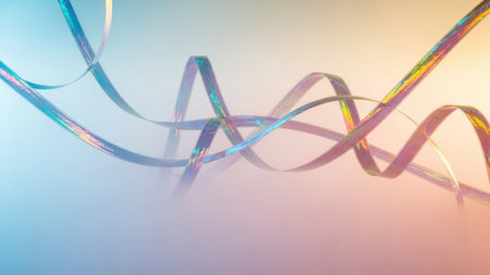 abstract background with colorful ribbons - soft focus and vintage filterの素材