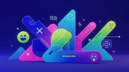 Colorful abstract background with geometric shapes. 3d vector illustration.の素材