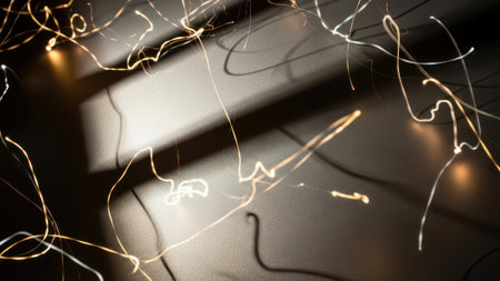 Close-up of LED lights on a black background with copy spaceの素材