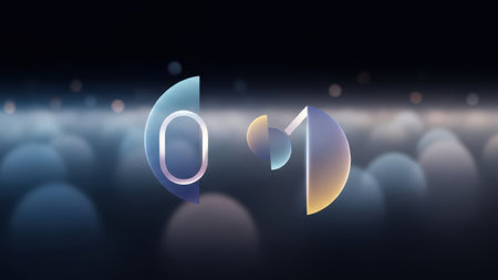 abstract 3d illustration of the letter o in a circle on a dark backgroundの素材