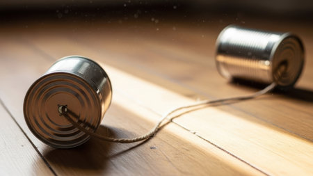 Tin can on wood floor, shallow depth of field, vintage toneの素材