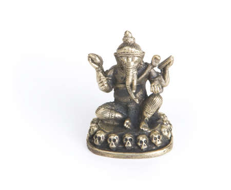 Bronze Ganesh Statue Isolated on a White Backgroundの写真素材