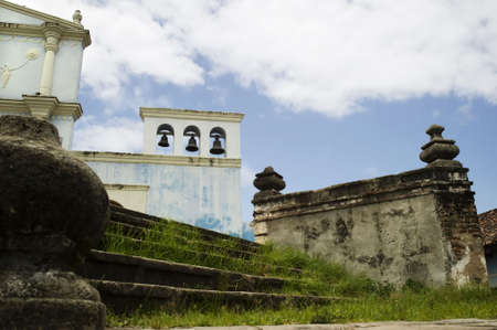 Stone steps to El Convento Cathedral in Granada Nicaraguaの写真素材