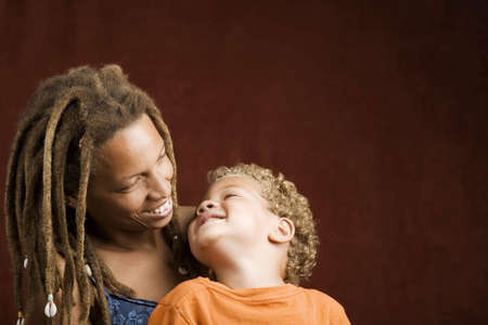 Pretty African American Woman and Her Sonの写真素材