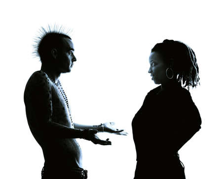 Man with Mohawk and Woman wearing Dreadlocksの写真素材