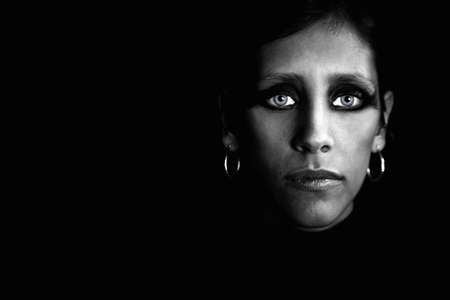 Beautiful Woman in a Stretchy Black Turtleneckの写真素材