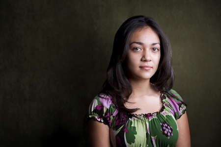 Portrait of pretty brunette Hispanic young womanの写真素材