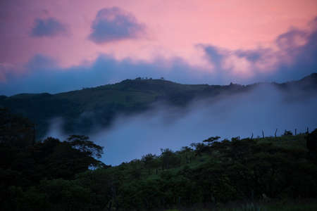 Beautiful Costa Rica evening sunset near Monteverdeの写真素材