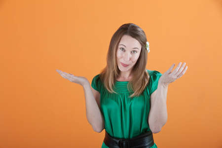Beautiful Caucasian woman gestures she doesn't know