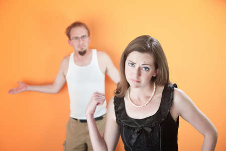 Beautiful Caucasian girlfriend or wife upset with her boyfriend