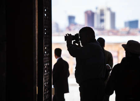 ANKARA, TURKEY â APRIL 15: April 15, 2012 in Ankara, Turkey prior to Anzac Day.  Unidentified tourist photographing Mausoleum of Turkish Leader Mustafa Kemal Ataturk in Ankara.のeditorial素材