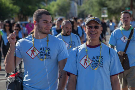 TUCSON, AZ/USA - OCTOBER 12:  Walkers at AIDSwalk on October 12, 2014 in Tucson, Arizona, USA.のeditorial素材