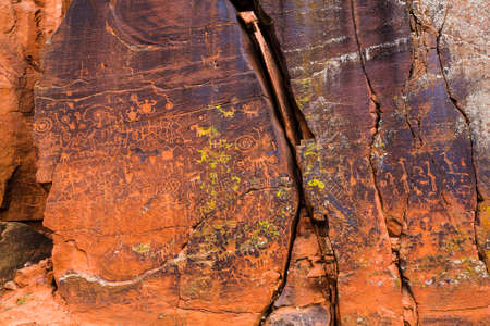 North American petroglyphs on rock in the Beaver Creek Styleの写真素材