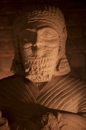 Bearded smiling figure carved of stone from Turkeyの写真素材