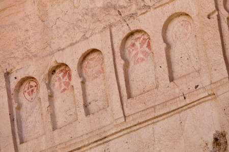 Detail of crosses from remains of Goreme church in Cappadocia Turkeyの写真素材
