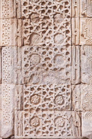 Detail of Carved Stone Face on Caravansary in Turkeyの写真素材