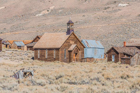 Historic church in California ghost town of Bodie.の写真素材