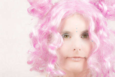 Surreal female circus style character on white backgroundの写真素材