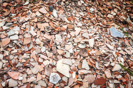 Thousands of pottery shards at archeological dig in Alexandrian Troasの写真素材