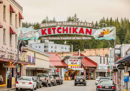 KETCHIKAN, AK - MAY 15: One of the first days of the tourist season on May 15, 2016 in Ketchikan, AK.のeditorial素材