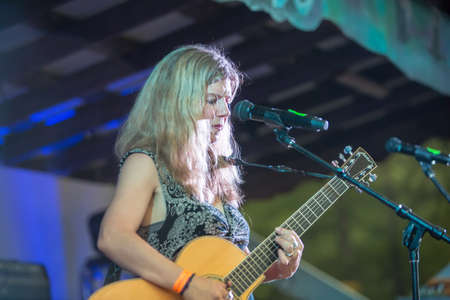 HOT SPRINGS, NC - JULY 9: Dar Williams performs a song with guitar on stage at the Wild Goose...