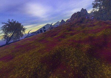 A secret base in the mountains, an abstract textured image of a military object, in an inaccessible high-mountain area, for near-space explorationの写真素材