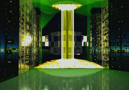 3d abstract textured image of the nuclear fusion experiment scene, controlled by a supercomputerの写真素材