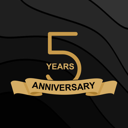 5 Years Anniversary Celebration. Design 5th-anniversary celebration. design golden on black...
