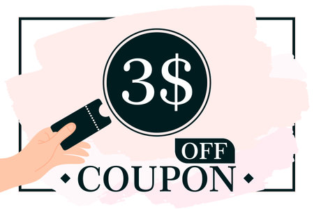 3 dollars Gift Voucher illustration. Coupon promotion sale for a website, internet ads, social media.のイラスト素材