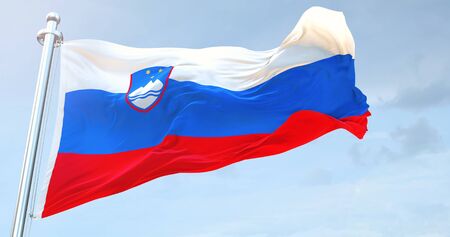 Slovenia Flag Waving loop 4Kの写真素材
