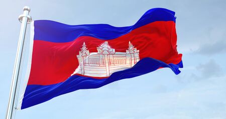 Cambodia Flag Waving loop 4Kの写真素材