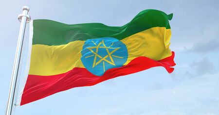 Ethiopia Flag Waving loop 4Kの写真素材