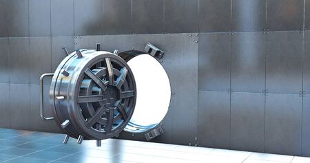 open up of steel bank vault door, 3D Renderの写真素材
